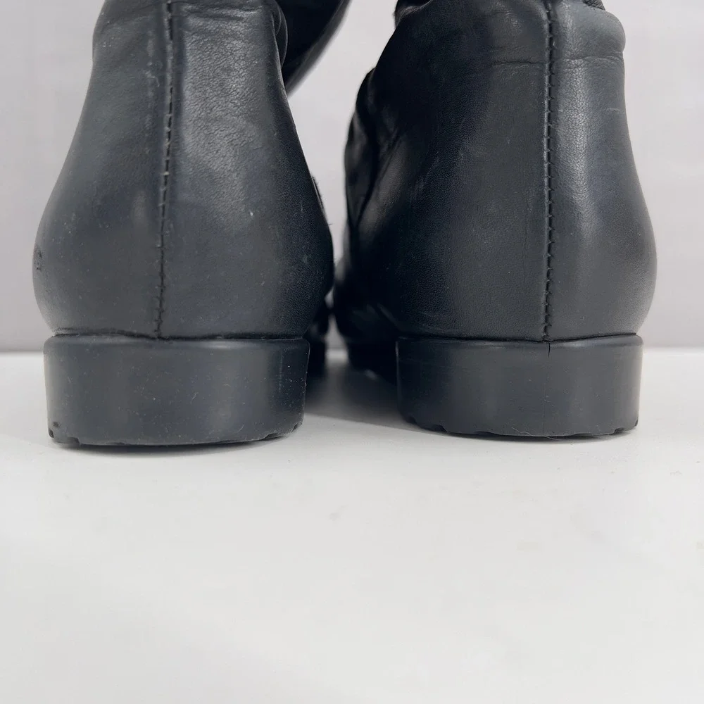 Vintage Cougar Black Leather Knee High Winter Boots Fur Lined Size 9.5 Cozy Chic